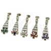 Rhodium Gold Filled Long Earring, Flower and Baguette Design, with White and Garnet Cubic Zirconia, Polished, Rhodium Finish, 02.282.0113.2