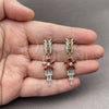 Rhodium Gold Filled Long Earring, Flower and Baguette Design, with White Cubic Zirconia and White Micro Pave, Polished, Rhodium Finish, 02.282.0115.4