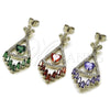 Rhodium Gold Filled Long Earring, Heart Design, with White Micro Pave and White Cubic Zirconia, Polished, Rhodium Finish, 02.282.0078.2