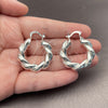 Sterling Silver Medium Hoop, Twist and Hollow Design, Polished, Silver Finish, 02.170.0489.1.30