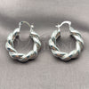 Sterling Silver Medium Hoop, Twist and Hollow Design, Polished, Silver Finish, 02.170.0489.1.30