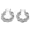 Sterling Silver Medium Hoop, Twist and Hollow Design, Polished, Silver Finish, 02.170.0489.1.30