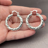 Sterling Silver Medium Hoop, Twist and Hollow Design, Polished, Silver Finish, 02.282.0180.35