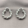 Sterling Silver Small Hoop, Twist and Hollow Design, Polished, Silver Finish, 02.170.0580.2.25