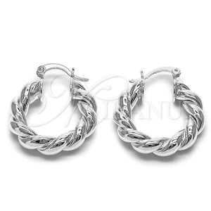 Sterling Silver Small Hoop, Twist and Hollow Design, Polished, Silver Finish, 02.170.0580.2.25