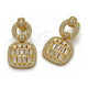 Oro Laminado Long Earring, Gold Filled Style Cluster Design, with White Cubic Zirconia, Polished, Golden Finish, 02.283.0437