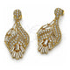 Oro Laminado Long Earring, Gold Filled Style Teardrop and Leaf Design, with White Cubic Zirconia, Polished, Golden Finish, 02.283.0441