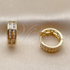 Oro Laminado Huggie Hoop, Gold Filled Style with White Cubic Zirconia, Polished, Golden Finish, 02.283.0443.18