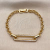 Oro Laminado Fancy Bracelet, Gold Filled Style Rolo Design, with White Micro Pave, Polished, Golden Finish, 03.283.0606.07 (05 MM Thickness, 8 Inches Length)