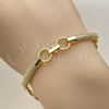 Oro Laminado Fancy Bracelet, Gold Filled Style with White Micro Pave, Polished, Golden Finish, 03.283.0607.07 (Thickness, 8 Inches Length)