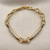 Oro Laminado Fancy Bracelet, Gold Filled Style with White Micro Pave, Polished, Golden Finish, 03.283.0607.07 (Thickness, 8 Inches Length)
