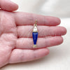 Oro Laminado Fancy Pendant, Gold Filled Style Fish Design, with White Cubic Zirconia, Blue Resin Finish, Golden Finish, 05.459.0047