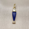 Oro Laminado Fancy Pendant, Gold Filled Style Fish Design, with White Cubic Zirconia, Blue Resin Finish, Golden Finish, 05.459.0047
