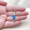 Oro Laminado Fancy Pendant, Gold Filled Style Fish Design, with White Cubic Zirconia, Turquoise Resin Finish, Golden Finish, 05.459.0047.1