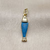 Oro Laminado Fancy Pendant, Gold Filled Style Fish Design, with White Cubic Zirconia, Turquoise Resin Finish, Golden Finish, 05.459.0047.1