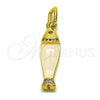 Oro Laminado Fancy Pendant, Gold Filled Style Fish Design, with White Cubic Zirconia, White Resin Finish, Golden Finish, 05.459.0047.2