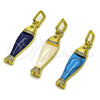 Oro Laminado Fancy Pendant, Gold Filled Style Fish Design, with White Cubic Zirconia, White Resin Finish, Golden Finish, 05.459.0047.2