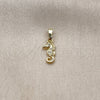 Oro Laminado Fancy Pendant, Gold Filled Style Seahorse Design, with White Micro Pave, Polished, Golden Finish, 05.459.0048