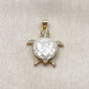 Oro Laminado Fancy Pendant, Gold Filled Style Turtle Design, with Ivory Mother of Pearl and White Micro Pave, Polished, Golden Finish, 05.459.0050.1