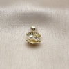 Oro Laminado Fancy Pendant, Gold Filled Style Shell and Teardrop Design, with White Cubic Zirconia and Ivory Pearl, Polished, Golden Finish, 05.459.0054