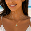 Oro Laminado Fancy Pendant, Gold Filled Style Shell Design, with Ivory Pearl, Turquoise Enamel Finish, Golden Finish, 05.459.0055