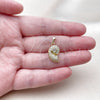 Oro Laminado Fancy Pendant, Gold Filled Style Snail Design, with White Cubic Zirconia and White Micro Pave, Polished, Golden Finish, 05.459.0060