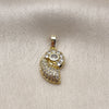 Oro Laminado Fancy Pendant, Gold Filled Style Snail Design, with White Cubic Zirconia and White Micro Pave, Polished, Golden Finish, 05.459.0060