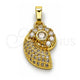 Oro Laminado Fancy Pendant, Gold Filled Style Snail Design, with White Cubic Zirconia and White Micro Pave, Polished, Golden Finish, 05.459.0060