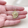 Oro Laminado Fancy Pendant, Gold Filled Style Snail Design, Polished, Golden Finish, 05.459.0062