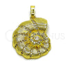 Oro Laminado Fancy Pendant, Gold Filled Style Snail Design, with White Cubic Zirconia and White Micro Pave, Polished, Golden Finish, 05.459.0063