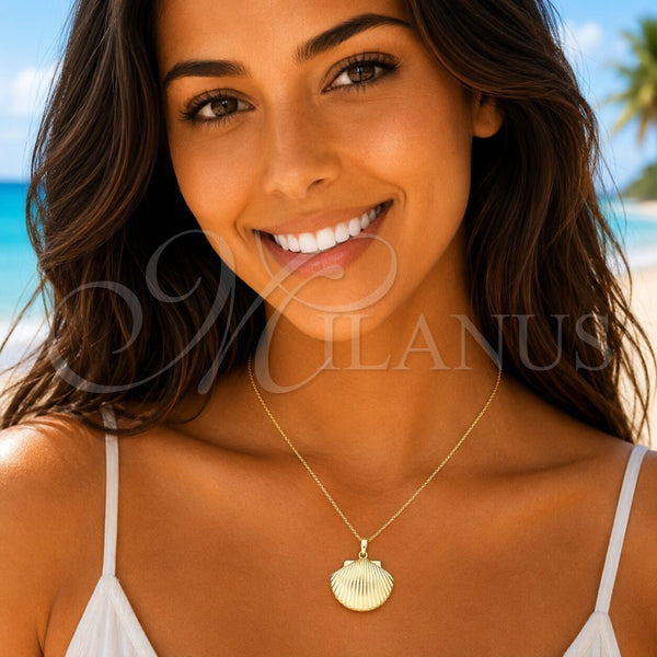 Oro Laminado Fancy Pendant, Gold Filled Style Shell Design, Polished, Golden Finish, 05.459.0066