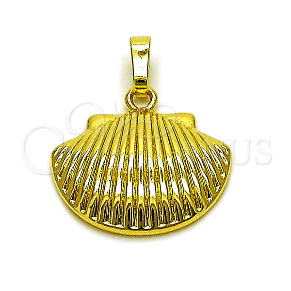 Oro Laminado Fancy Pendant, Gold Filled Style Shell Design, Polished, Golden Finish, 05.459.0066