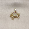Oro Laminado Fancy Pendant, Gold Filled Style with White and Ruby Cubic Zirconia, Polished, Golden Finish, 05.459.0072