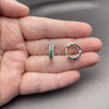 Rhodium Gold Filled Huggie Hoop, with Green Cubic Zirconia, Polished, Silver Finish, 02.282.0181.16
