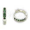 Rhodium Gold Filled Huggie Hoop, with Green Cubic Zirconia, Polished, Silver Finish, 02.282.0181.16