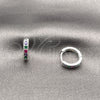 Rhodium Gold Filled Huggie Hoop, with Multicolor Cubic Zirconia, Polished, Silver Finish, 02.282.0182.14