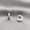 Rhodium Gold Filled Huggie Hoop, with Turquoise Cubic Zirconia, Polished, Silver Finish, 02.282.0183.10