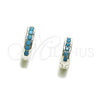Rhodium Gold Filled Huggie Hoop, with Turquoise Cubic Zirconia, Polished, Silver Finish, 02.282.0183.10