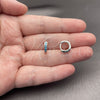 Rhodium Gold Filled Huggie Hoop, with Turquoise Cubic Zirconia, Polished, Silver Finish, 02.282.0183.12