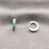 Rhodium Gold Filled Huggie Hoop, with Turquoise Cubic Zirconia, Polished, Silver Finish, 02.282.0183.12