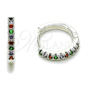 Rhodium Gold Filled Huggie Hoop, with Multicolor Cubic Zirconia, Polished, Silver Finish, 02.282.0184.16