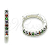 Rhodium Gold Filled Huggie Hoop, with Multicolor Cubic Zirconia, Polished, Silver Finish, 02.282.0184.16