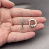 Rhodium Gold Filled Huggie Hoop, with Green Cubic Zirconia, Polished, Silver Finish, 02.282.0184.1.16