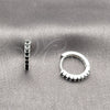 Rhodium Gold Filled Huggie Hoop, with Black Cubic Zirconia, Polished, Silver Finish, 02.282.0184.2.16