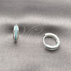 Rhodium Gold Filled Huggie Hoop, with Turquoise Micro Pave, Polished, Steel Finish, 02.282.0185.15