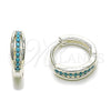 Rhodium Gold Filled Huggie Hoop, with Turquoise Micro Pave, Polished, Steel Finish, 02.282.0185.15