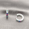 Rhodium Gold Filled Huggie Hoop, with Multicolor Cubic Zirconia, Polished, Silver Finish, 02.282.0186.16