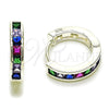Rhodium Gold Filled Huggie Hoop, with Multicolor Cubic Zirconia, Polished, Silver Finish, 02.282.0186.16