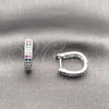 Rhodium Gold Filled Huggie Hoop, with Multicolor Cubic Zirconia, Polished, Silver Finish, 02.282.0187.14