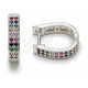 White Gold Filled Huggie Hoop, with Multicolor Cubic Zirconia, Polished, Silver Finish, 02.282.0187.14